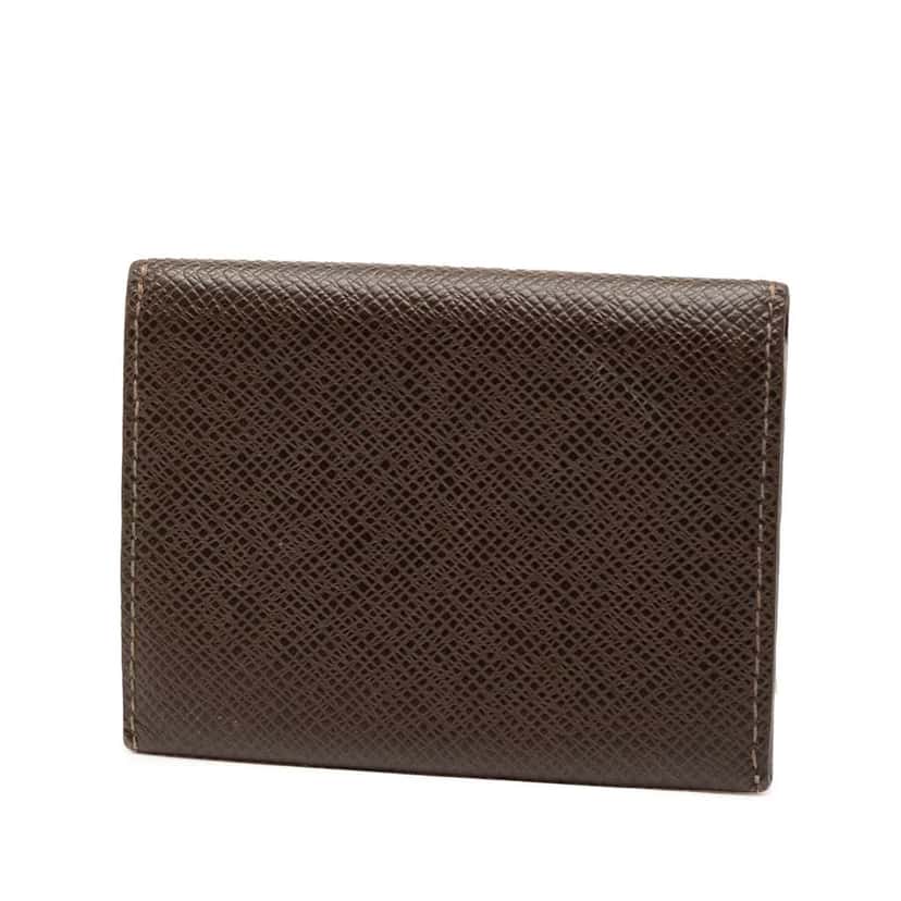 Louis Vuitton Taiga Business Card Holder Brown Leather Good condition - Back View