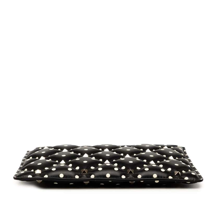 Valentino Leather Polka Dot Rockstud Clutch Black Leather Good condition - Inside View