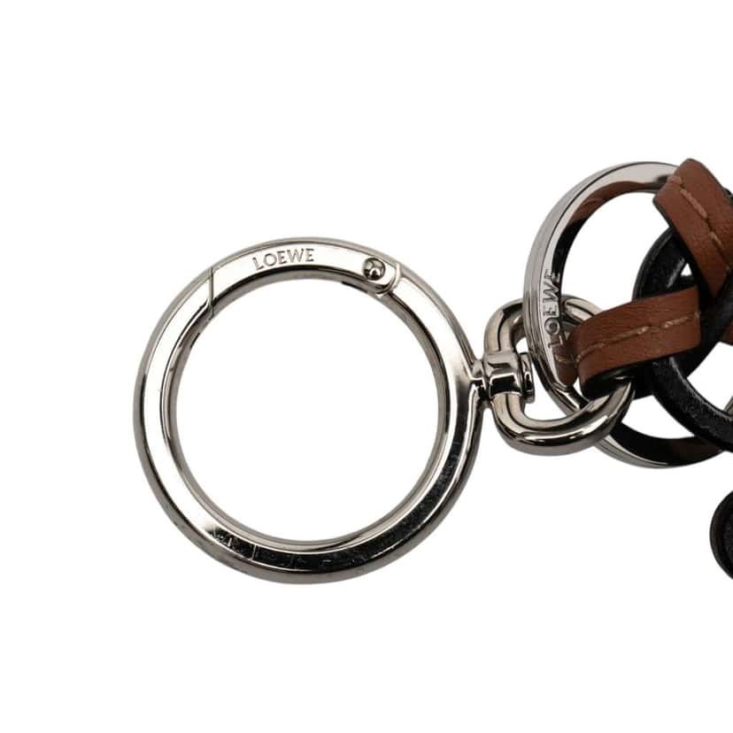 Loewe Leather Anagram Key Ring and Bag Charm Brown Leather Good condition - Inside View
