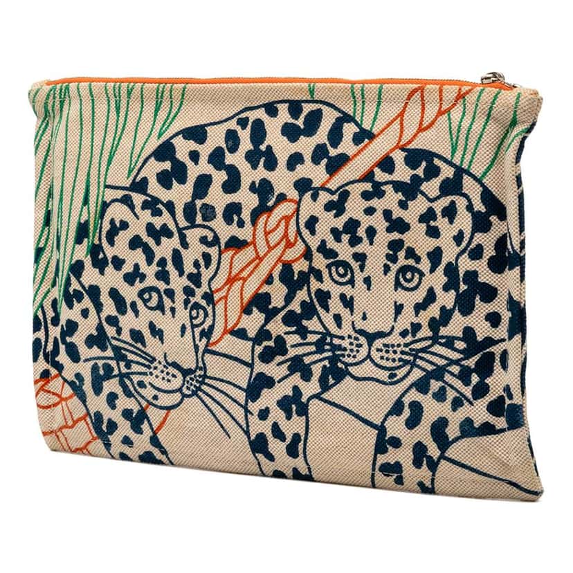 Hermès H Canvas Jin et Leo Case Beige Good condition - Back View