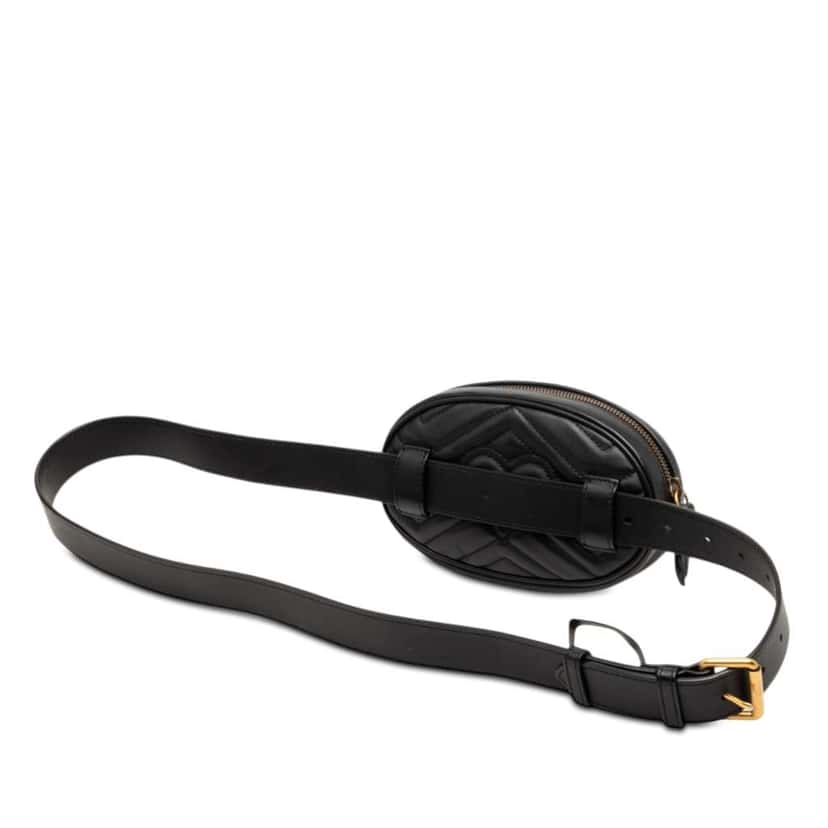 Gucci GG Marmont Matelasse Leather Belt Bag Black Leather Good condition - Back View