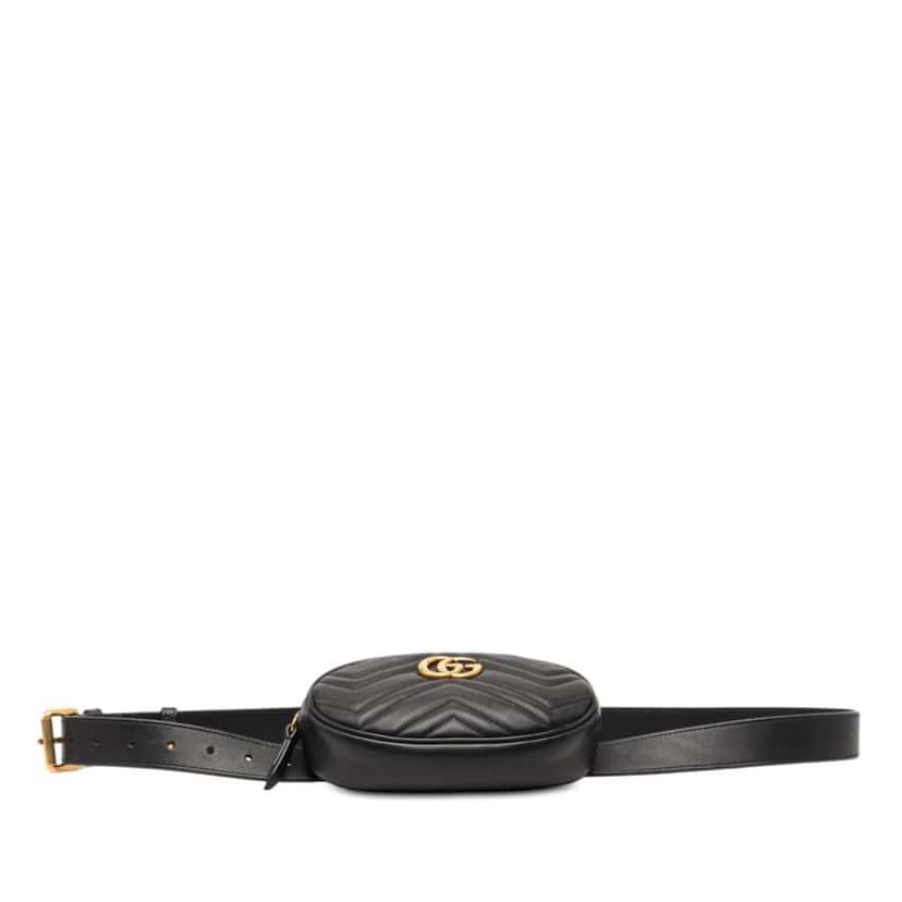 Gucci GG Marmont Matelasse Leather Belt Bag Black Leather Good condition - Inside View