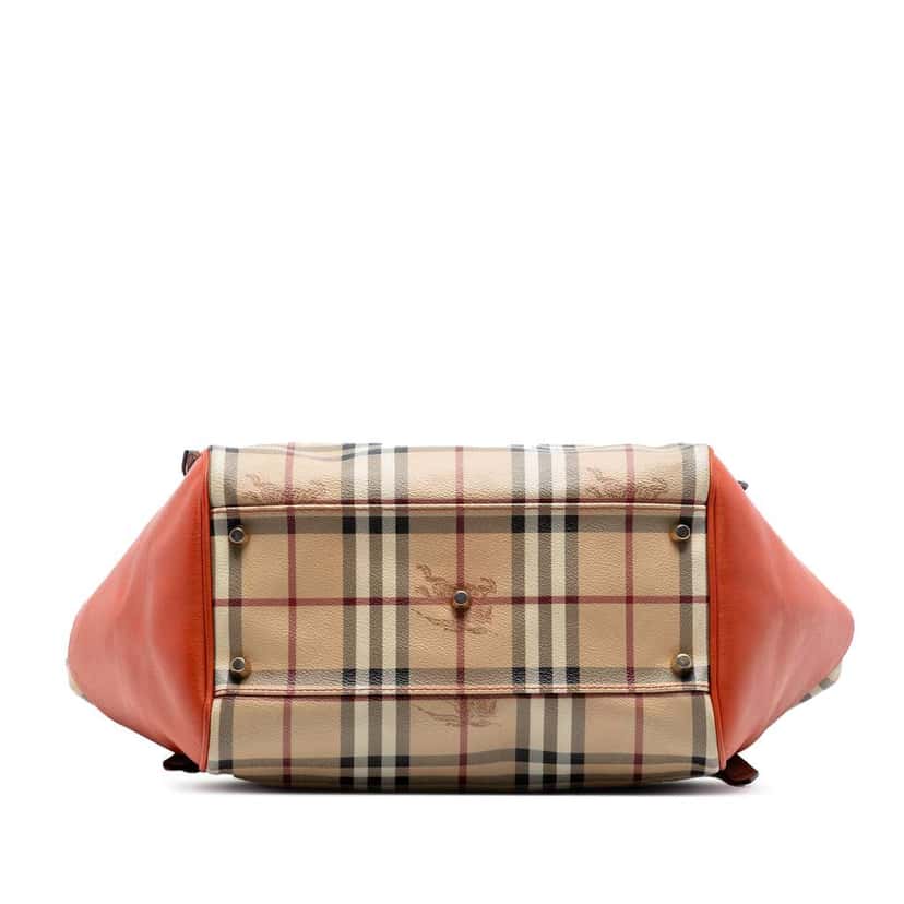 Burberry Small Leather Trimmed Haymarket Check Coated Canvas Canterbury Tote Beige Good condition - Inside View