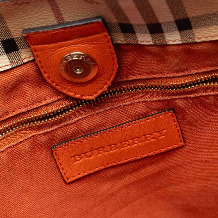 Burberry Small Leather Trimmed Haymarket Check Coated Canvas Canterbury Tote Beige Good condition - Box View