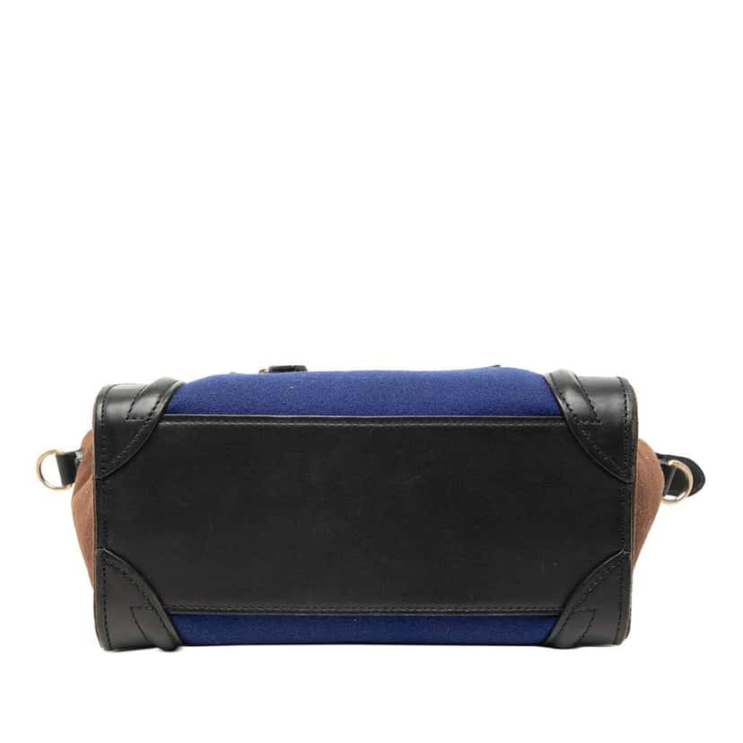 Celine Nano Tricolor Felt Luggage Tote Blue Wool Good condition - Inside View