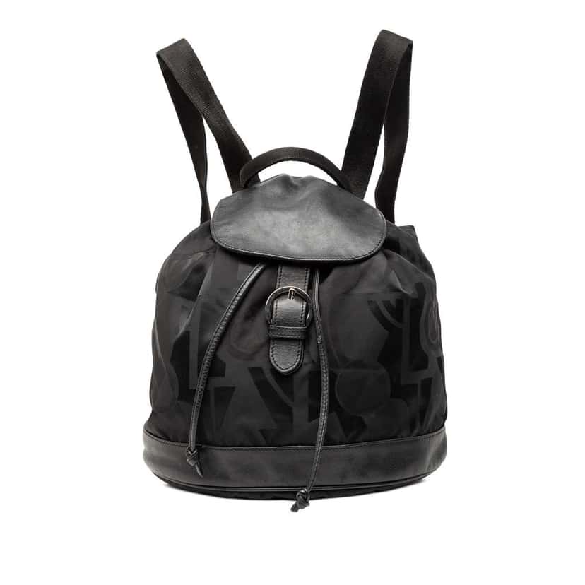 Salvatore Ferragamo Printed Nylon Backpack Black Good condition - Front View