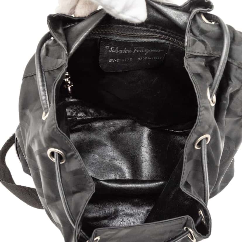 Salvatore Ferragamo Printed Nylon Backpack Black Good condition - Model View