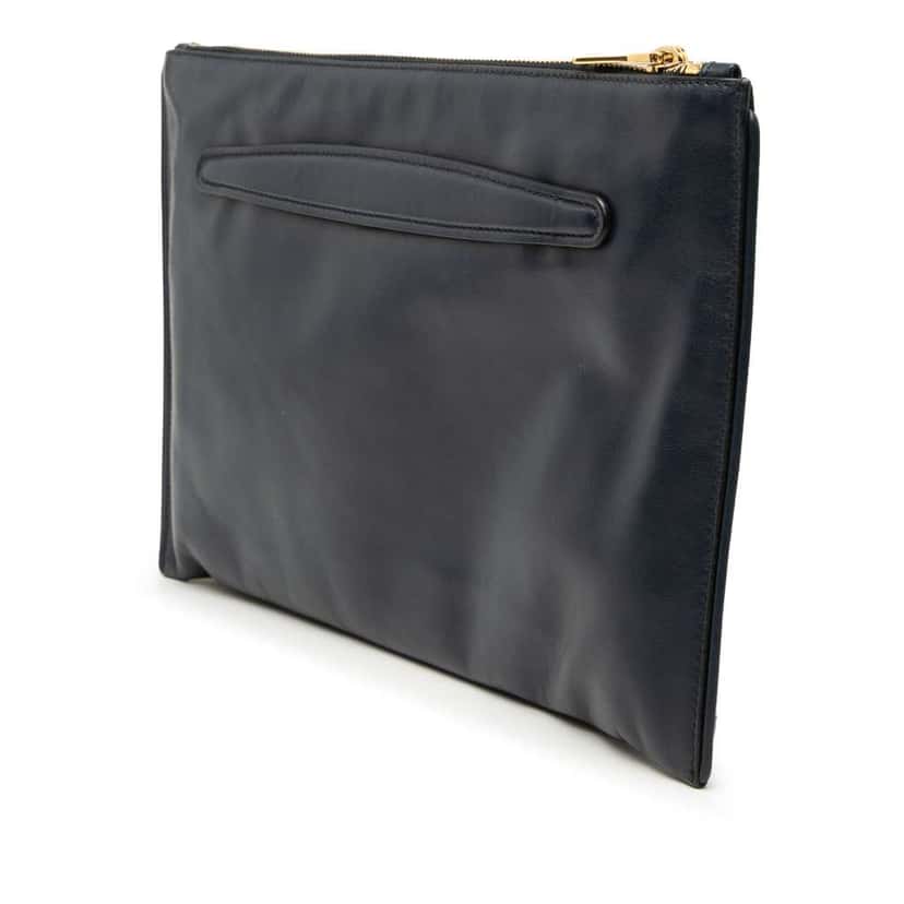 Miu Miu Studded Leather Zip Clutch Blue Leather Good condition - Back View