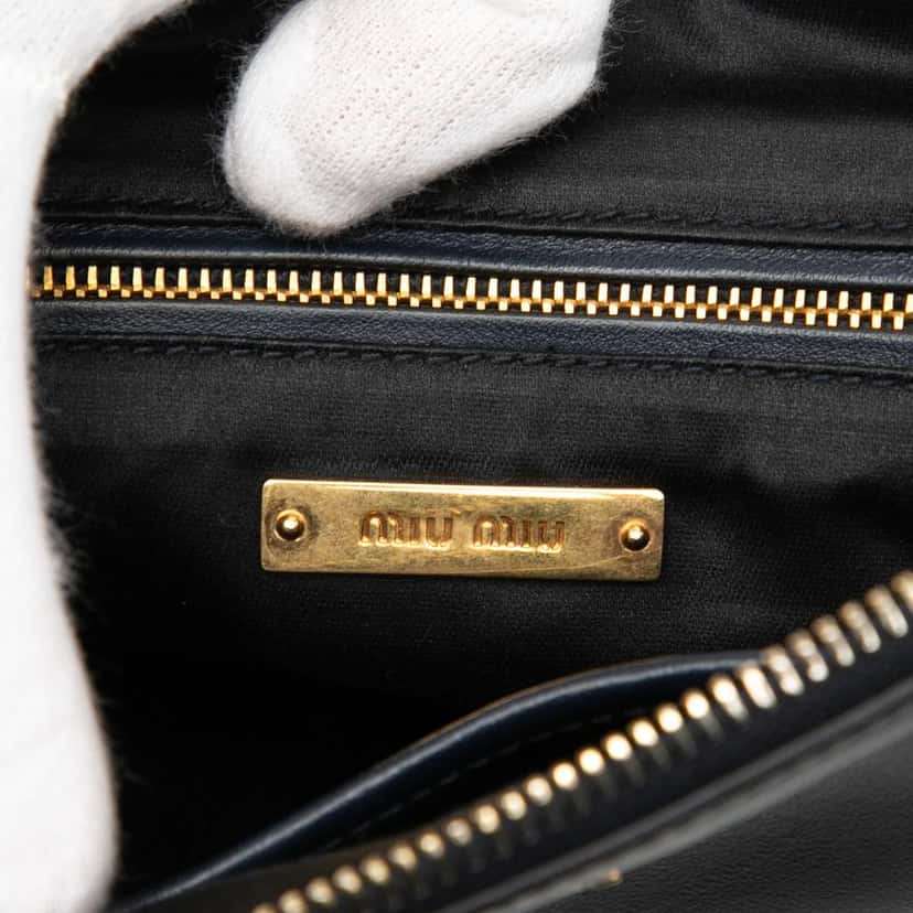 Miu Miu Studded Leather Zip Clutch Blue Leather Good condition - Box View