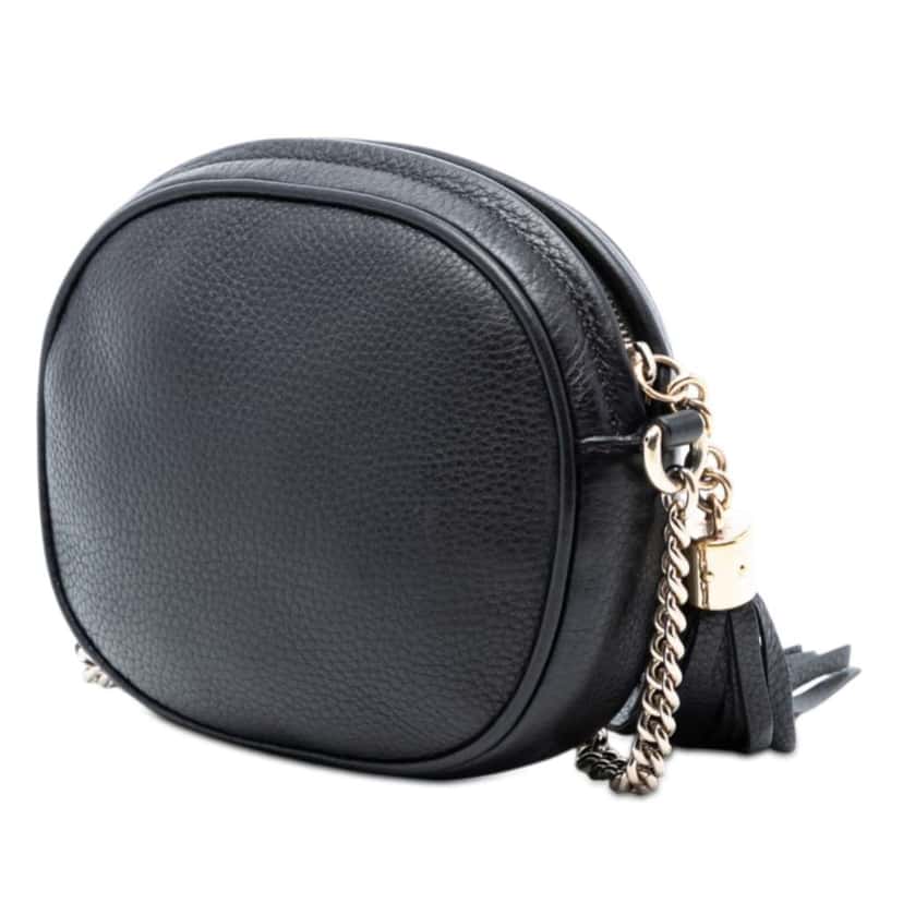 Gucci Mini Pebbled Calfskin Soho Chain Crossbody Black Leather Good condition - Back View