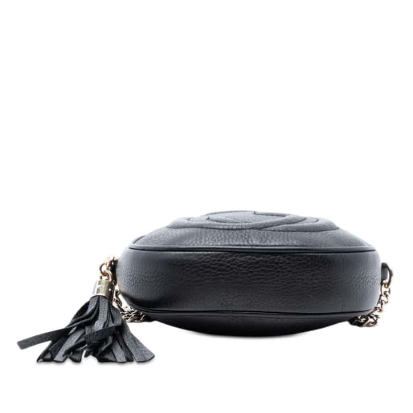 Gucci Mini Pebbled Calfskin Soho Chain Crossbody Black Leather Good condition - Inside View