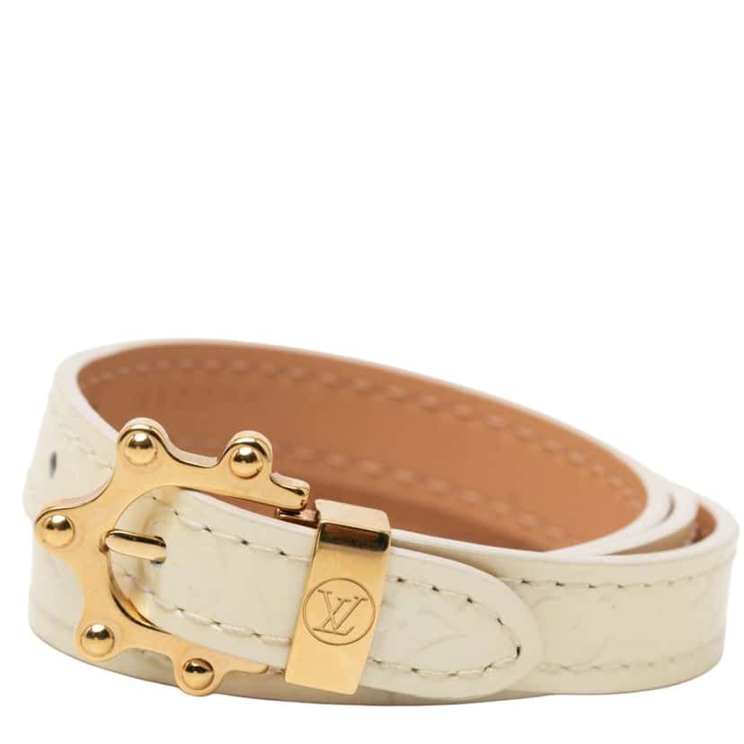 Louis Vuitton Monogram Vernis Triple Tour Wrap Bracelet White Leather Good condition - Front View