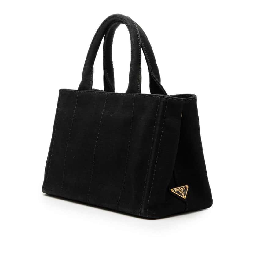 Prada Small Canvas Canapa Logo Satchel Black Canvas Very good condition - Back View