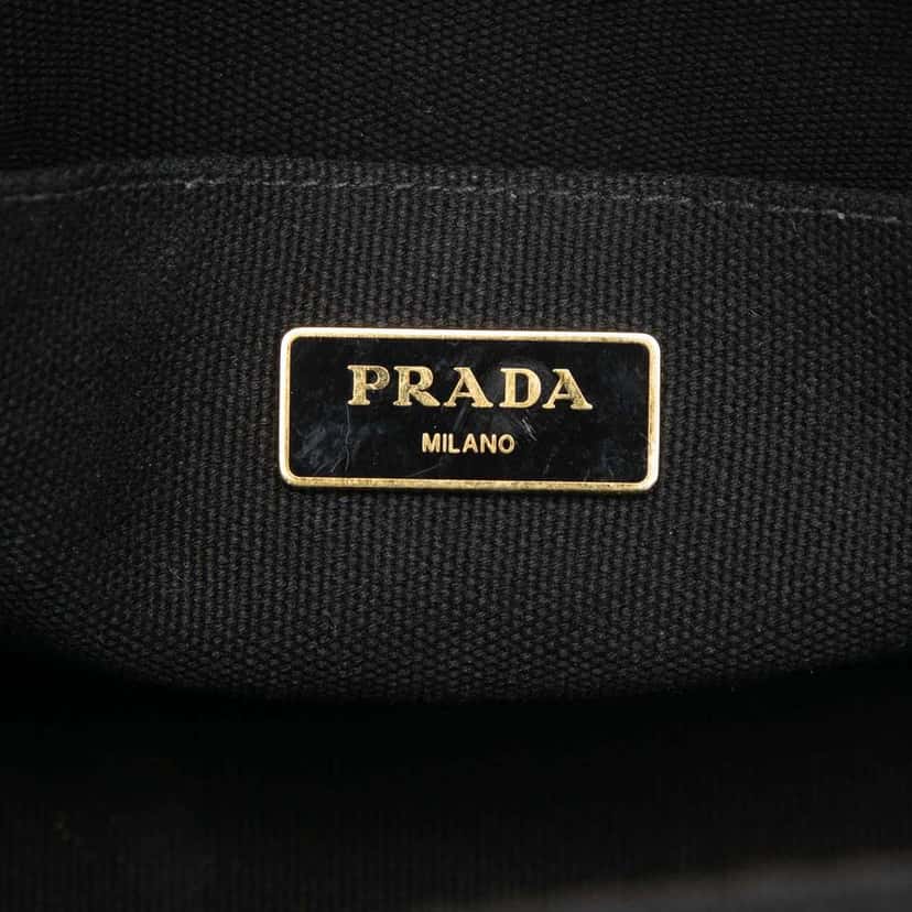 Prada Small Canvas Canapa Logo Satchel Black Canvas Very good condition - Box View