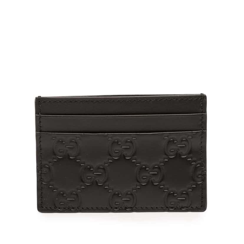 Gucci Guccissima Card Holder Black Leather Good condition - Front View