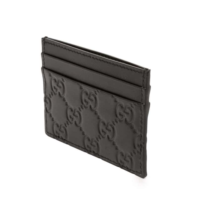 Gucci Guccissima Card Holder Black Leather Good condition - Back View