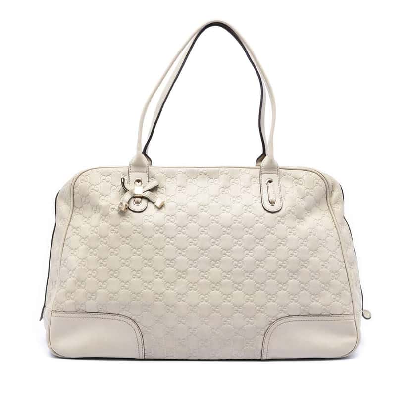 Gucci Large Guccissima Princy Tote White Leather Good condition - Front View
