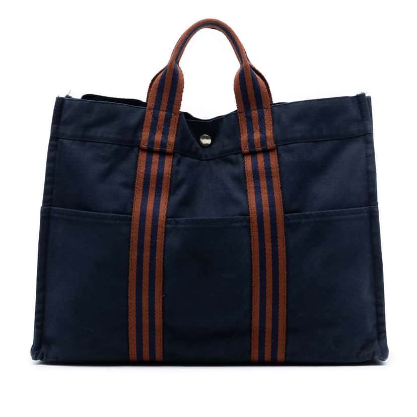 Hermès Canvas Fourre Tout MM Blue Canvas Good condition - Front View