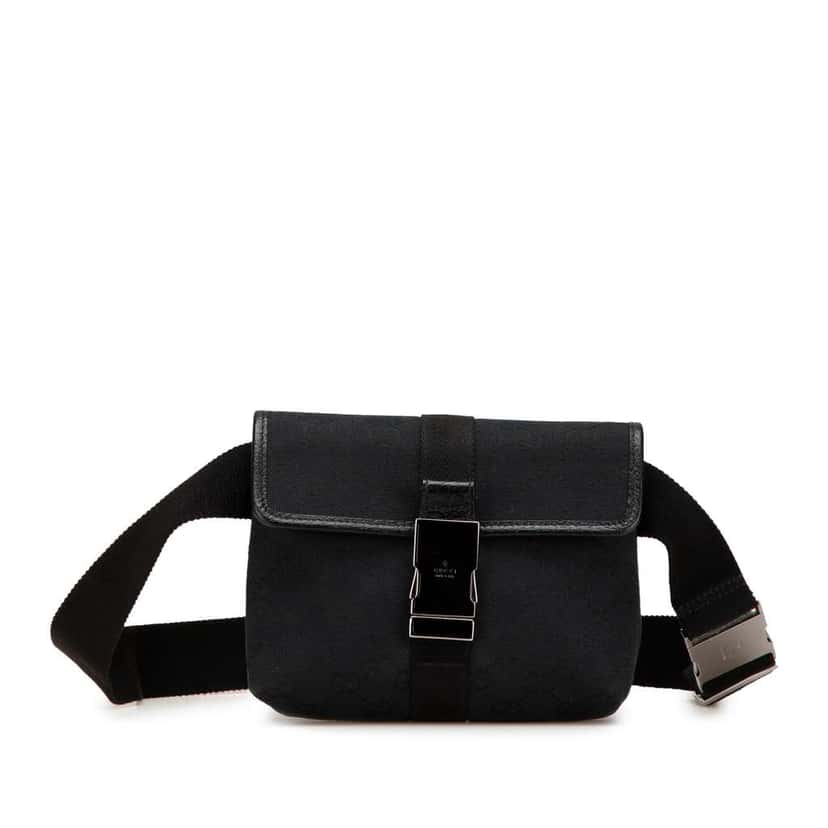 Gucci GG Canvas Belt Bag Black Canvas Good condition - Front View