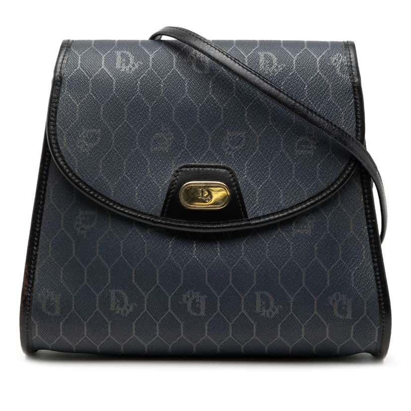 Dior Honeycomb Coated Canvas Crossbody Blue Canvas Good condition - Front View