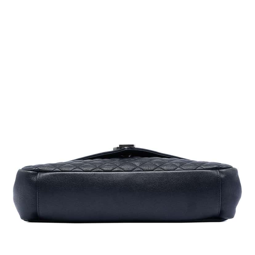 Saint Laurent Large Triquilt Sheepskin Monogram College Bag Blue Leather Good condition - Inside View