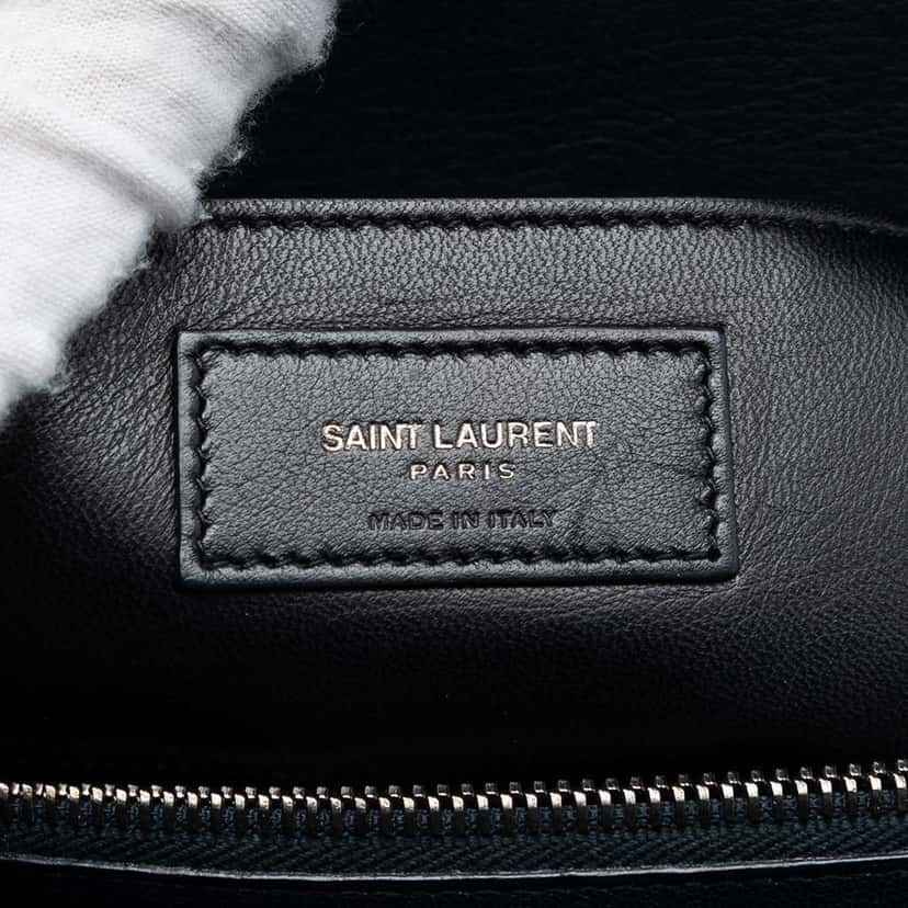 Saint Laurent Large Triquilt Sheepskin Monogram College Bag Blue Leather Good condition - Box View