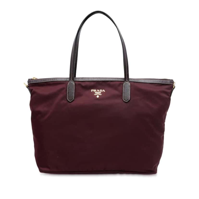 Prada Saffiano Trimmed Tessuto Satchel Red Good condition - Front View