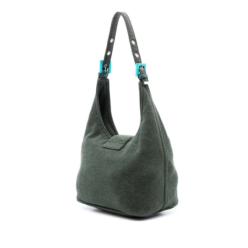 Fendi Cotton Shoulder Bag Green Cotton Good condition - Back View