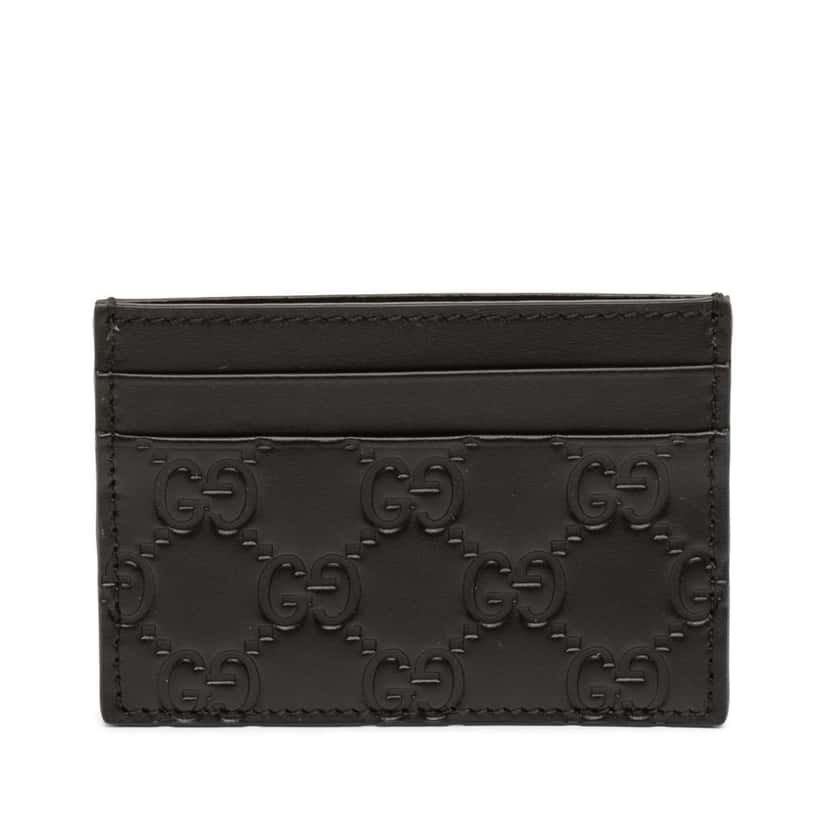Gucci Guccissima Card Holder Black Leather Never worn - Front View