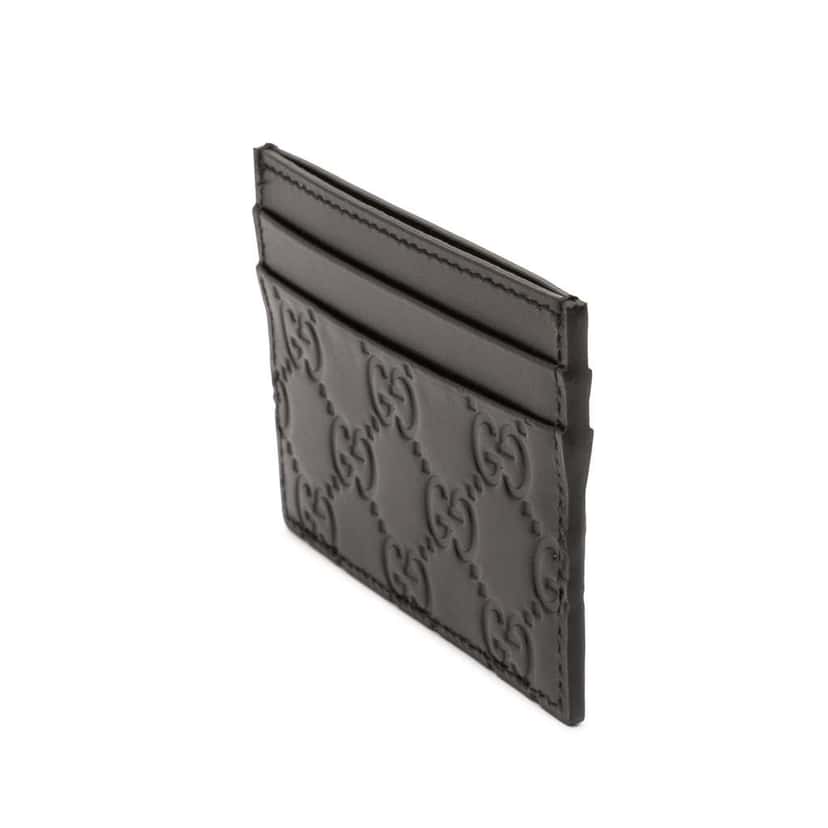 Gucci Guccissima Card Holder Black Leather Never worn - Back View