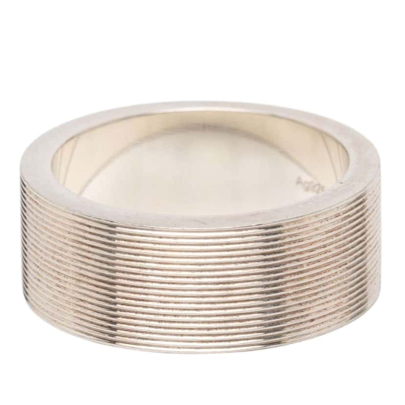 Gucci Sterling Silver Grooved Trademark Band Ring Silver Silver Very good condition - Back View