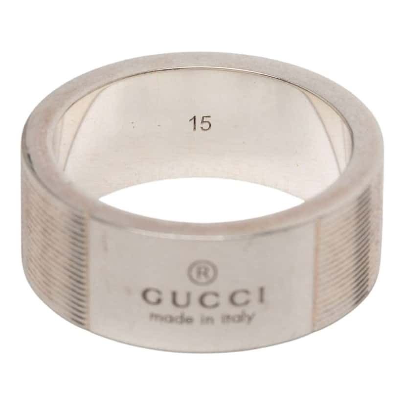 Gucci Sterling Silver Grooved Trademark Band Ring Silver Silver Very good condition - Model View