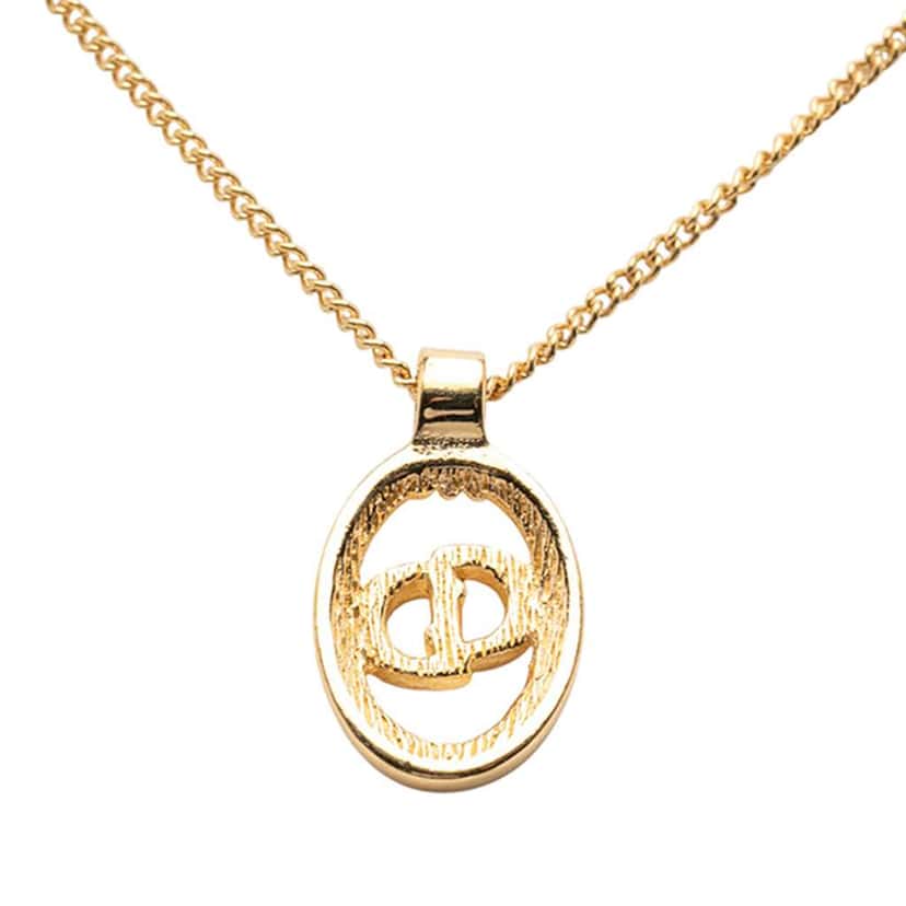 Dior Gold Plated CD Logo Pendant Necklace Gold Metal Good condition - Inside View