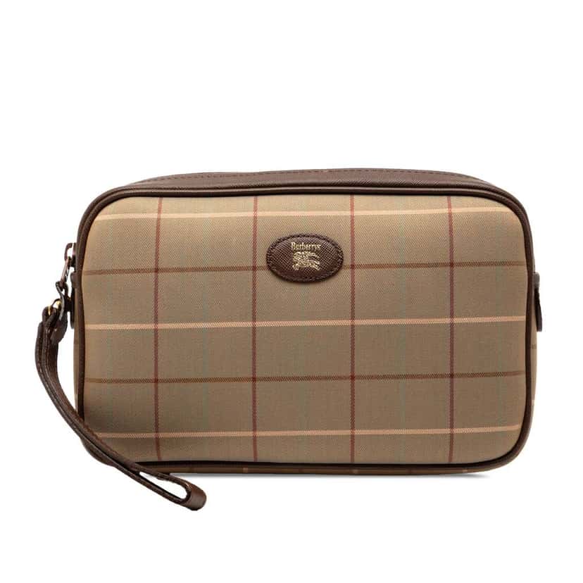 Burberry Vintage Check Canvas Clutch Brown Canvas Very good condition - Front View