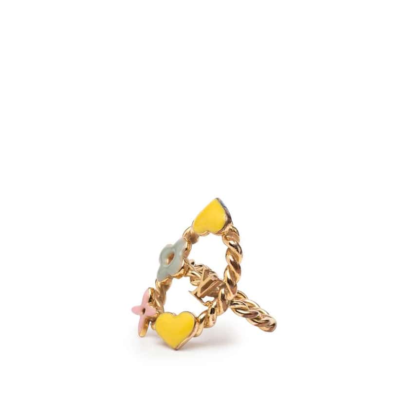 Louis Vuitton Gold Plated and Enamel Sweet Monogram Ring Gold Metal Very good condition - Back View