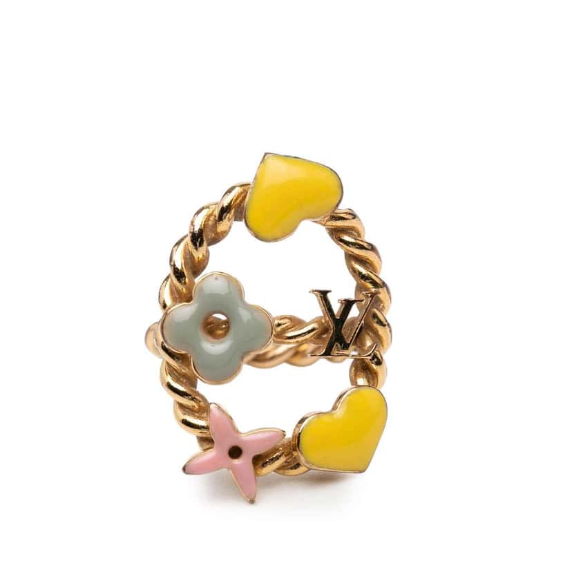 Louis Vuitton Gold Plated and Enamel Sweet Monogram Ring Gold Metal Very good condition - Model View