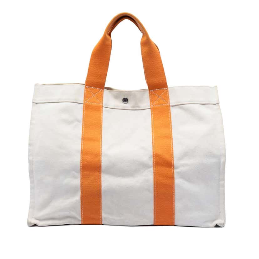 Hermès Toile Bora Bora Tote GM White Canvas Very good condition - Front View
