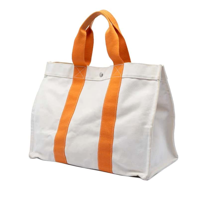 Hermès Toile Bora Bora Tote GM White Canvas Very good condition - Back View