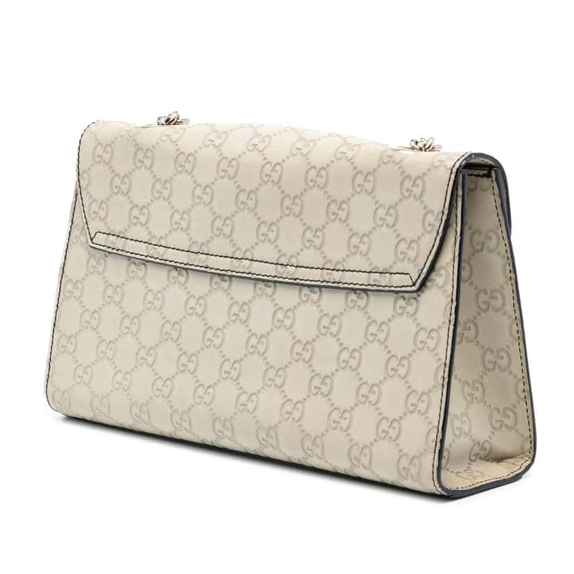 Gucci Medium Guccissima Emily Shoulder Bag White Leather Very good condition - Back View