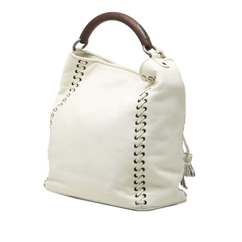 Dior Leather Ethnic Hobo White Leather Very good condition - Back View