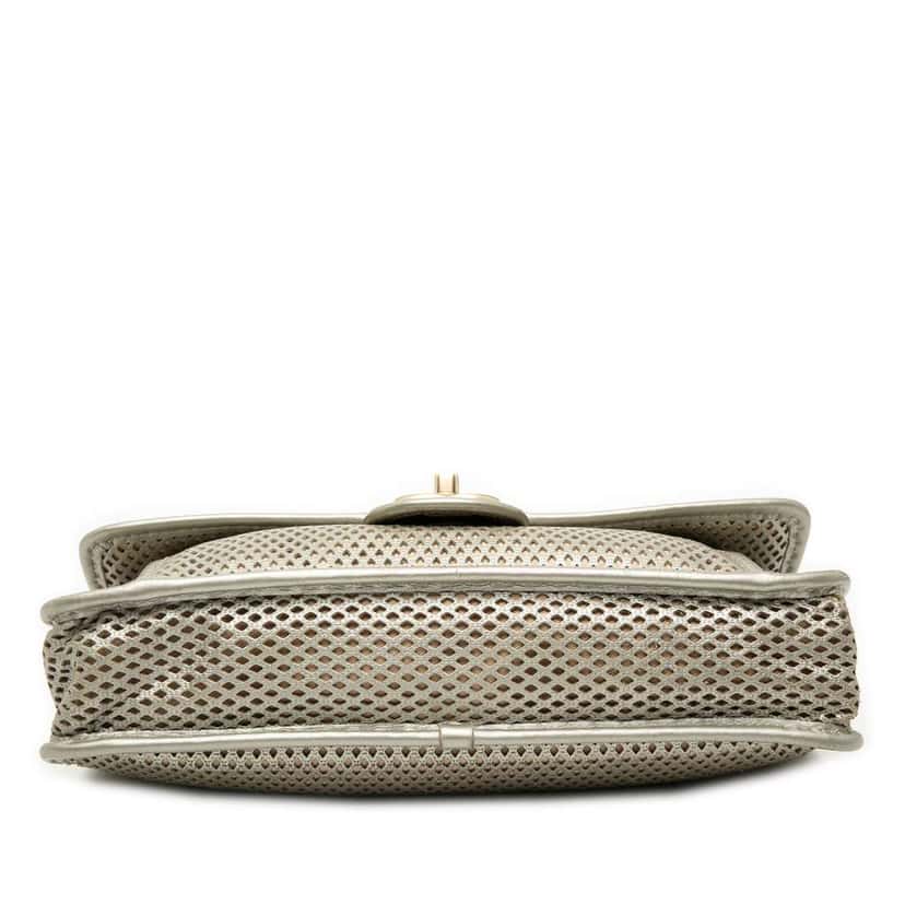 Chanel Medium Perforated Calfskin Up In The Air Flap Silver Leather Good condition - Inside View