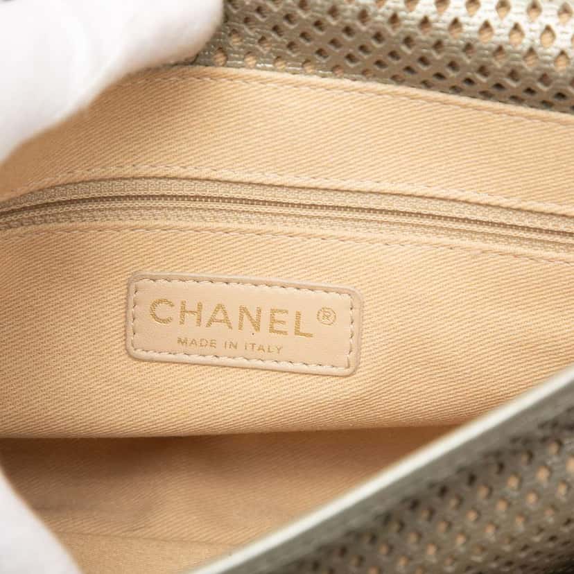 Chanel Medium Perforated Calfskin Up In The Air Flap Silver Leather Good condition - Box View