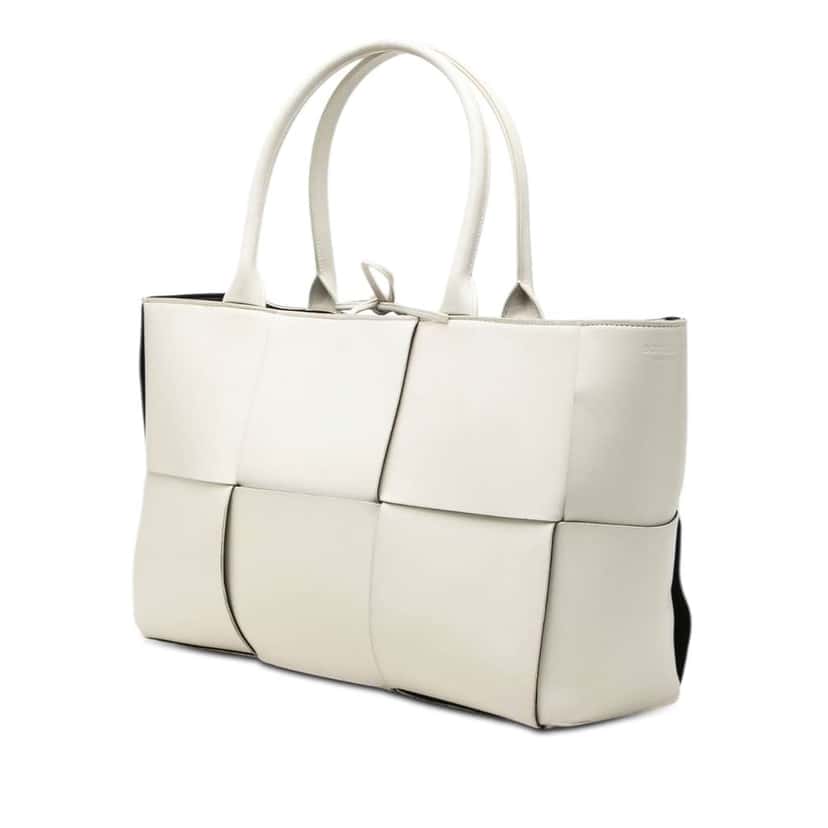 Bottega Veneta Medium Nappa Maxi Intrecciato Arco Tote White Leather Very good condition - Back View