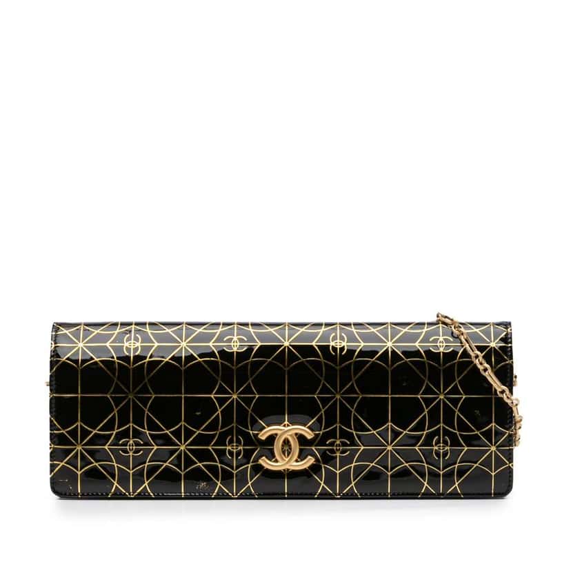 Chanel Paris Moscou Vinyl Moujik Clutch with Chain Black Very good condition - Front View