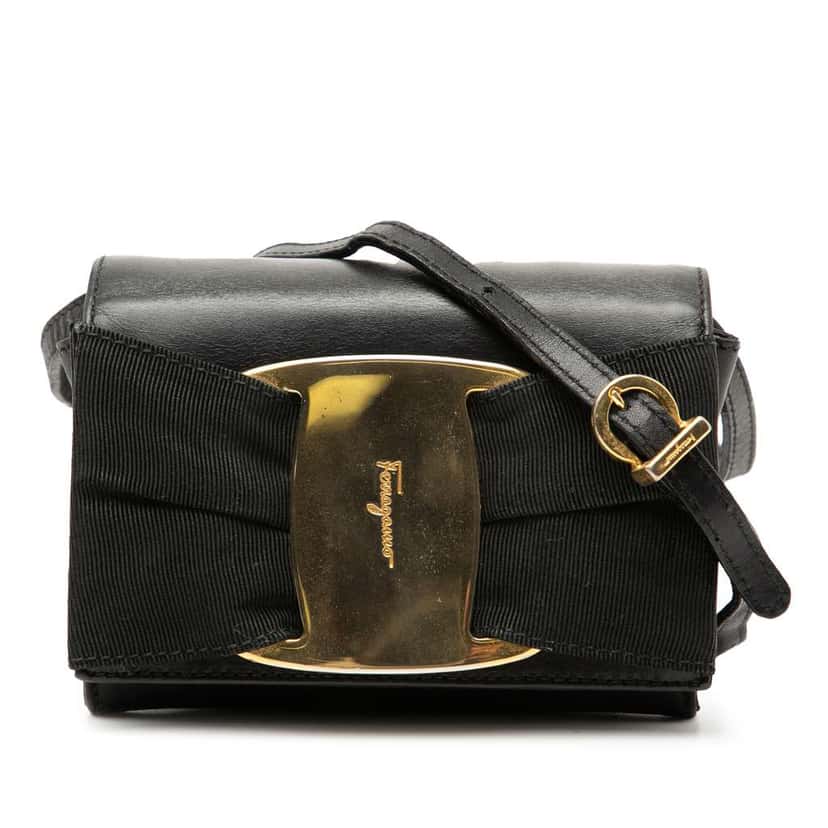 Salvatore Ferragamo Mini Leather Vara Bow Crossbody Black Leather Good condition - Front View