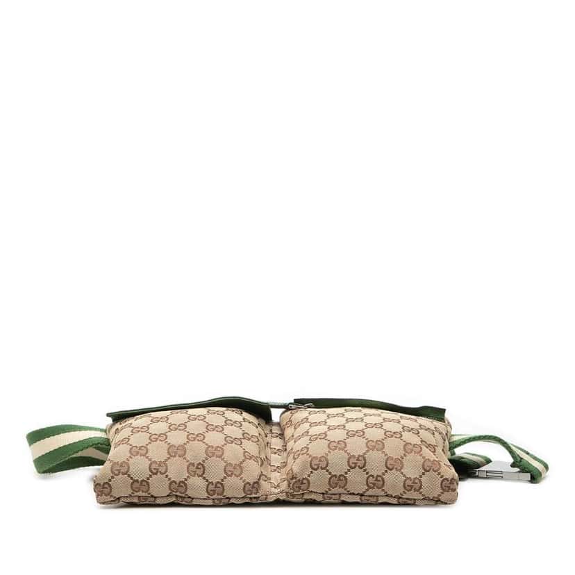 Gucci GG Canvas Web Double Pocket Belt Bag Beige Good condition - Inside View