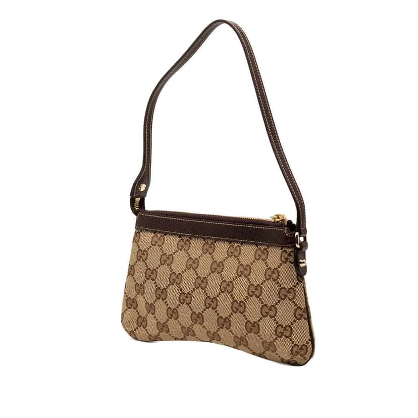 Gucci GG Canvas Bumble Bee Charm Pochette Beige Good condition - Back View