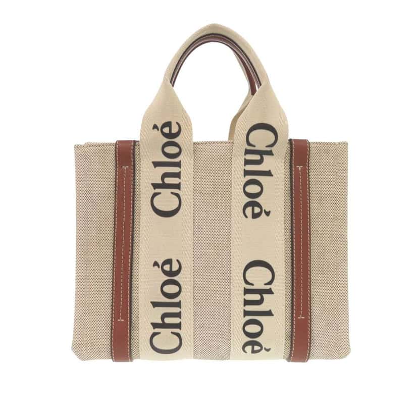 Chloé Small Canvas Woody Tote Beige Canvas Very good condition - Back View