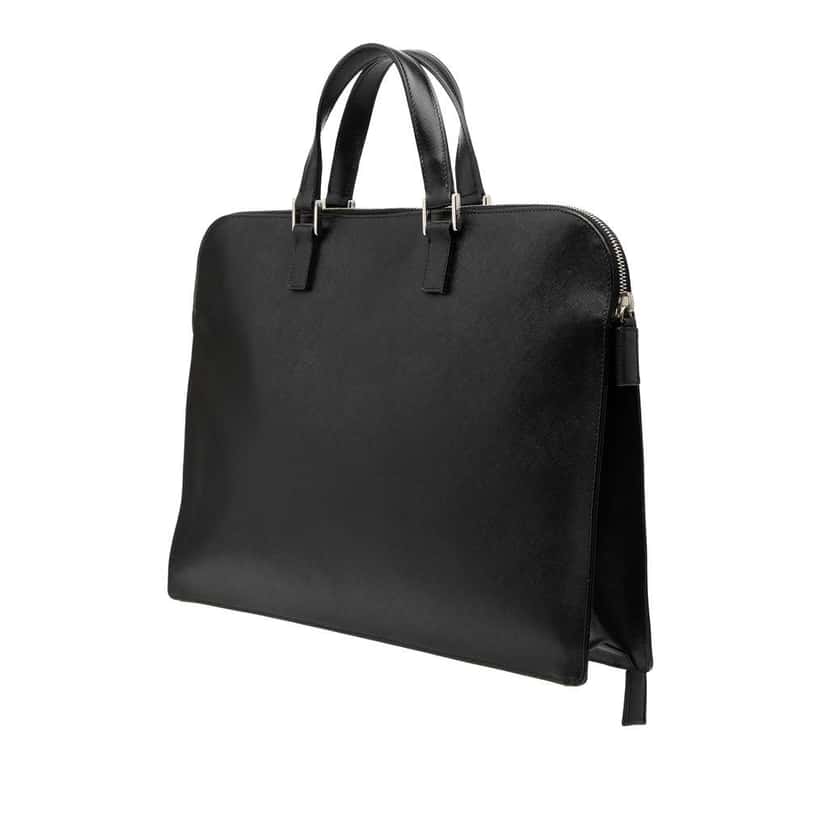 Prada Saffiano Business Bag Black Leather Very good condition - Back View