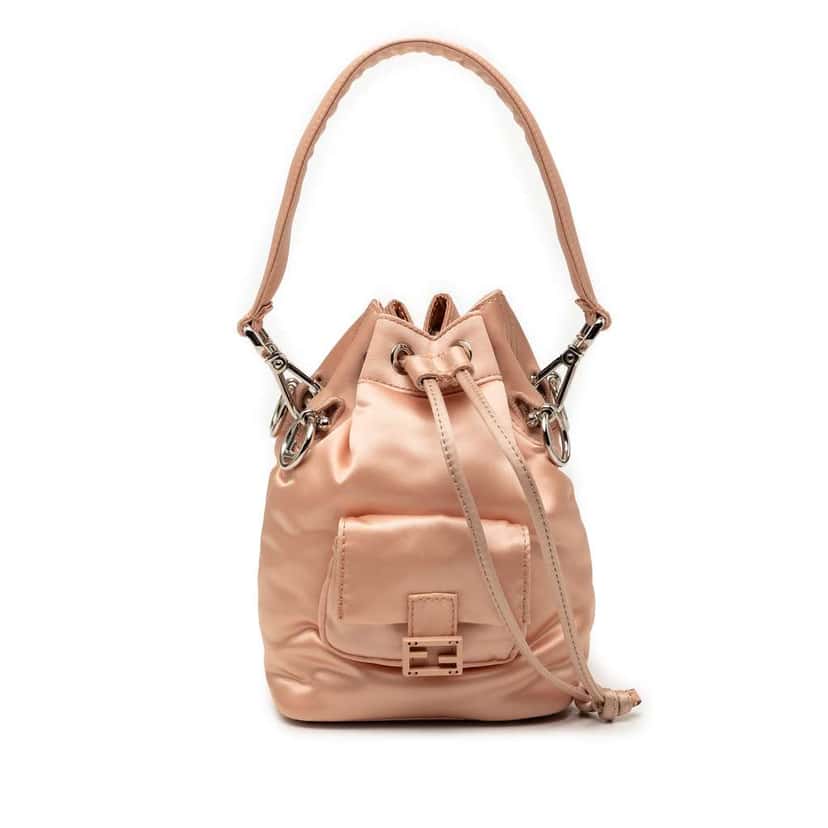 Fendi Mini Satin Mon Tresor Bucket Bag Pink Satin Good condition - Front View